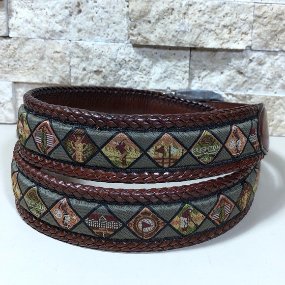 Onyx Brighton Belt Leather Mens Golf Brown Vintage - Picture 2 of 8
